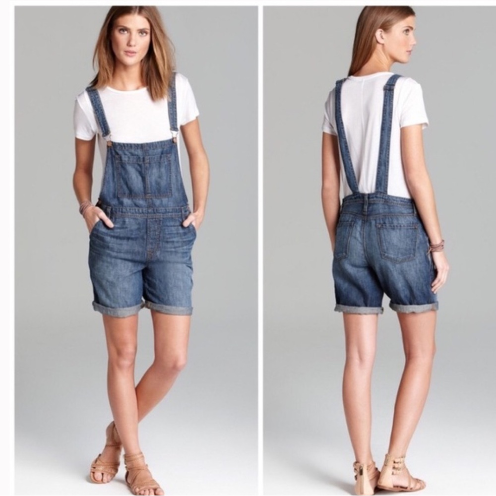 J Brand Rivington Blue Denim Shorts Overalls Relaxed Fit